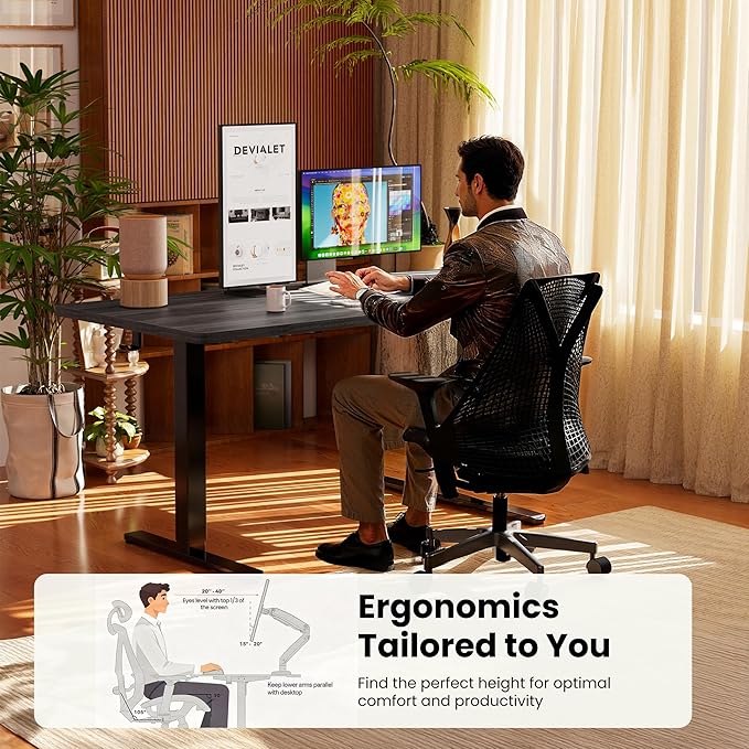 ErGear Height Adjustable Electric Standing Desk, 63 x 28 Inches Sit Stand up Desk, Memory Computer Home Office Desk, Grey