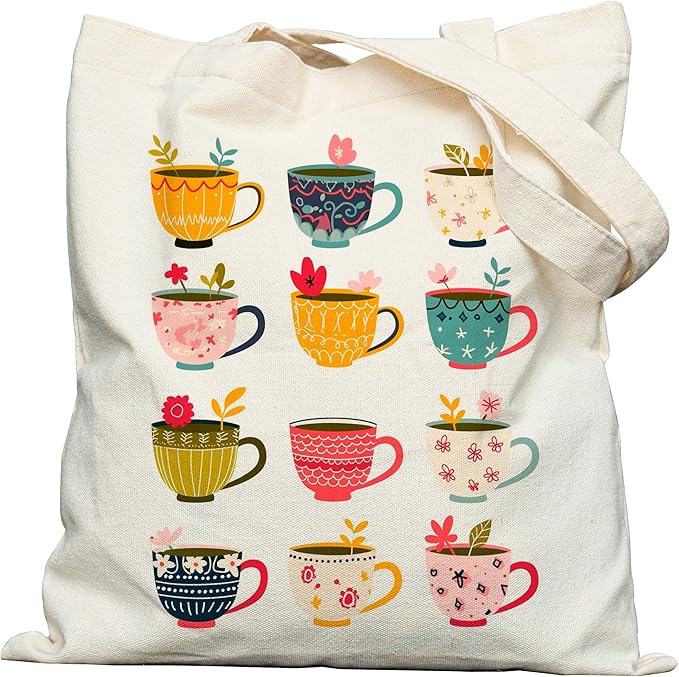 Double-Sided Canvas Tote Bag for Women with Magnetic Snap, Wide Strap & Inner Pocket for Work, Shopping, Travel