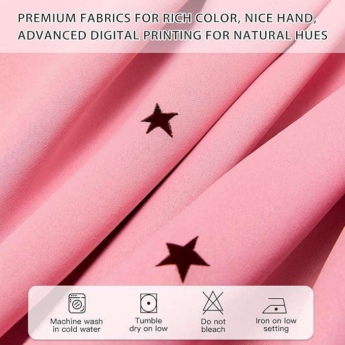 XiDi Pink Curtains for Bedroom Decor, Girls Room Blackout Curtains, Kids Room