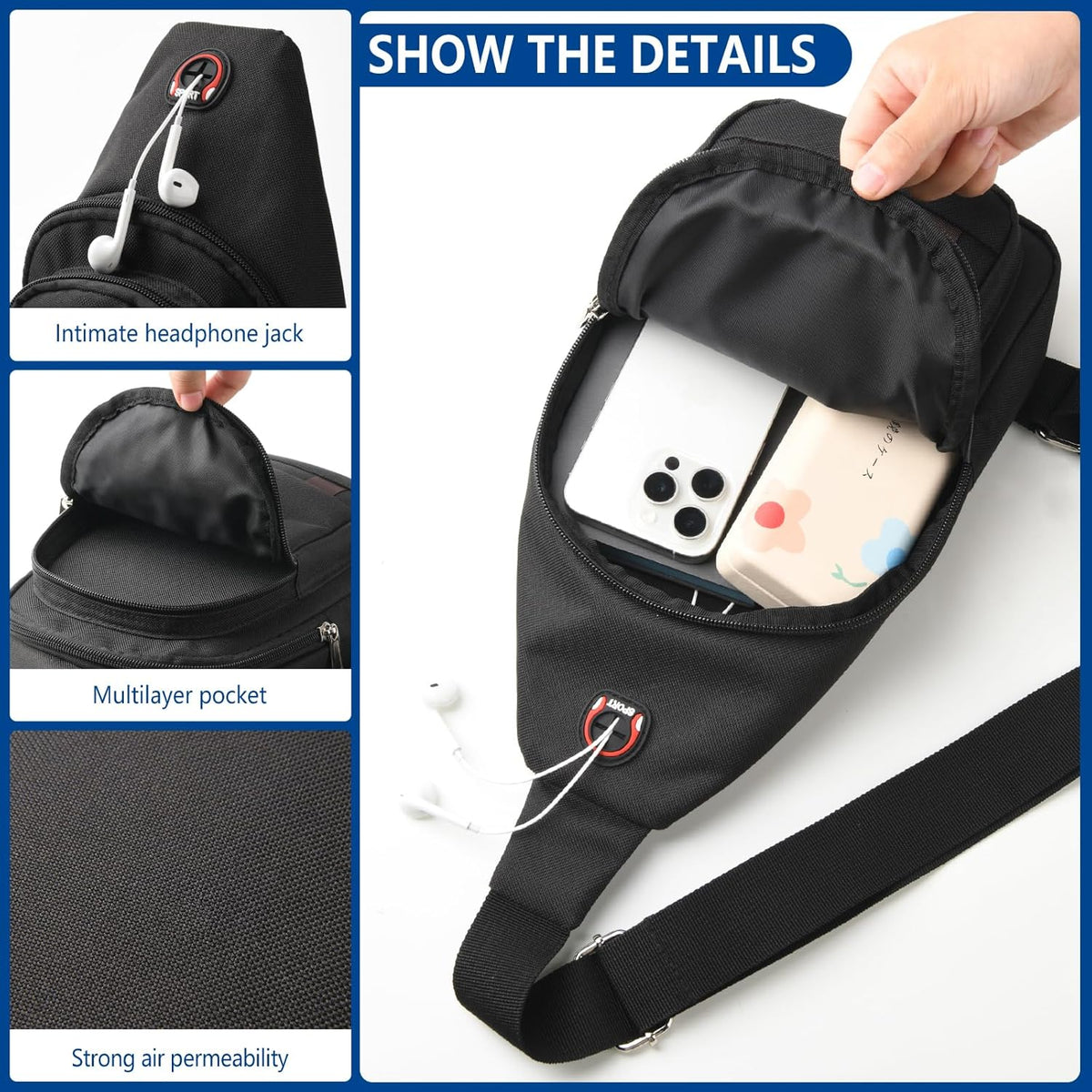 Skiennix Men's Sling Bag - Lightweight Crossbody Backpack with Multiple Pockets for Everyday Use
