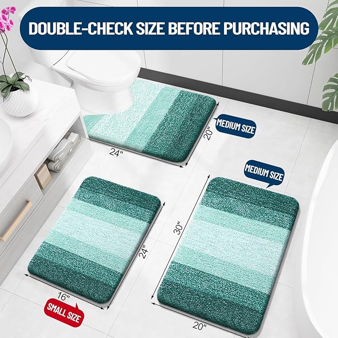 OLANLY Bathroom Runner Rugs 54x24, Extra Soft Absorbent Microfiber Bath Rugs, Rubber Backing, Quick Dry, Washable Bath Mats for Bathroom Floor, Tub and Shower, Home Decor Accessories, Blackish Green