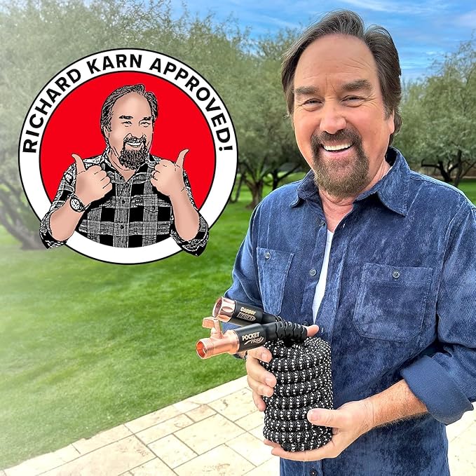 Pocket Hose 75 FT Copper Bullet Expandable Garden Hose w/10 Pattern Thumb Spray Nozzle AS SEEN ON TV 650psi 3/4 in Patented Lead-Free Ultra-Lightweight Solid Copper Anodized Aluminum