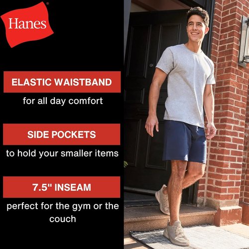 Hanes Men's Jersey Pocket Shorts - Comfortable Casual Wear | Ideal for Everyday Use
