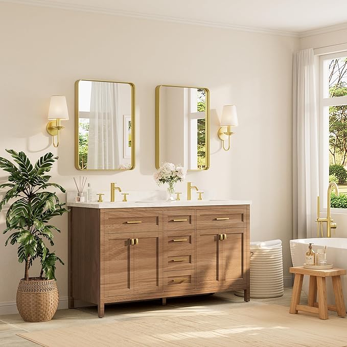 TETOTE Gold Framed Mirror for Bathroom, 22 x 30 Inch Vanity Mirror for Wall