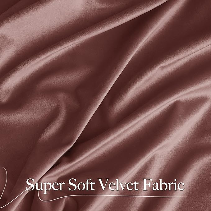 NICETOWN Wild Rose Velvet Curtains, Rod Pocket Velvet Drapes, Media Movie