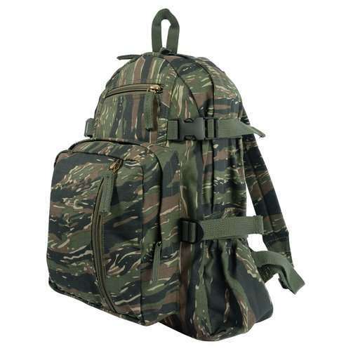 Rothco Vintage Canvas Compact Backpack – Rugged Everyday Carry Travel Storage Bag, Tiger Stripe Camo
