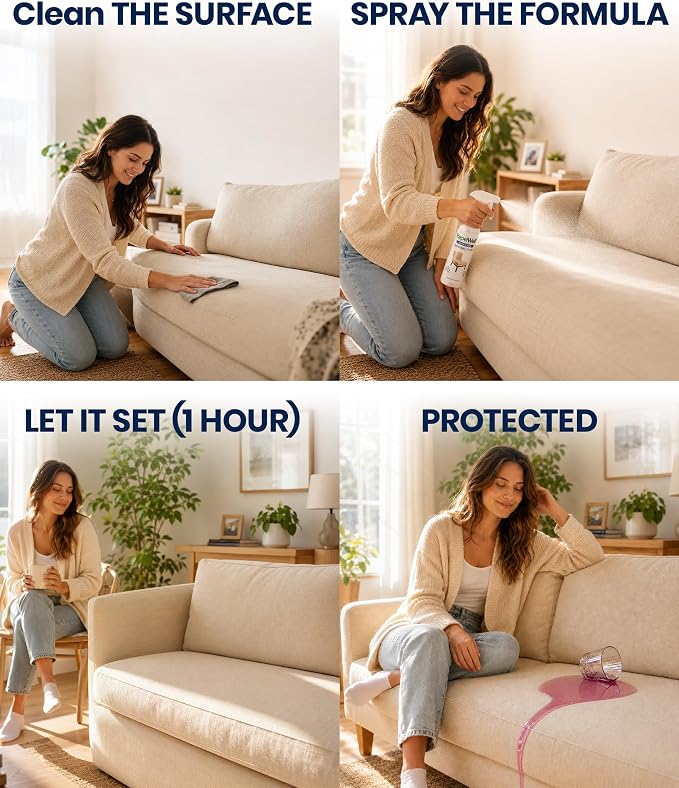 RepelWell Upholstery Protect Stain & Water Repellent Spray (12oz) Eco-Friendly, Pet-Safe Spray Keeps Your Fabric, Leather & Suede Upholstery Looking Like New