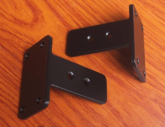8 Pack - 4 inch Black Hidden L Shelf Bracket Iron Floating Shelf Brackets