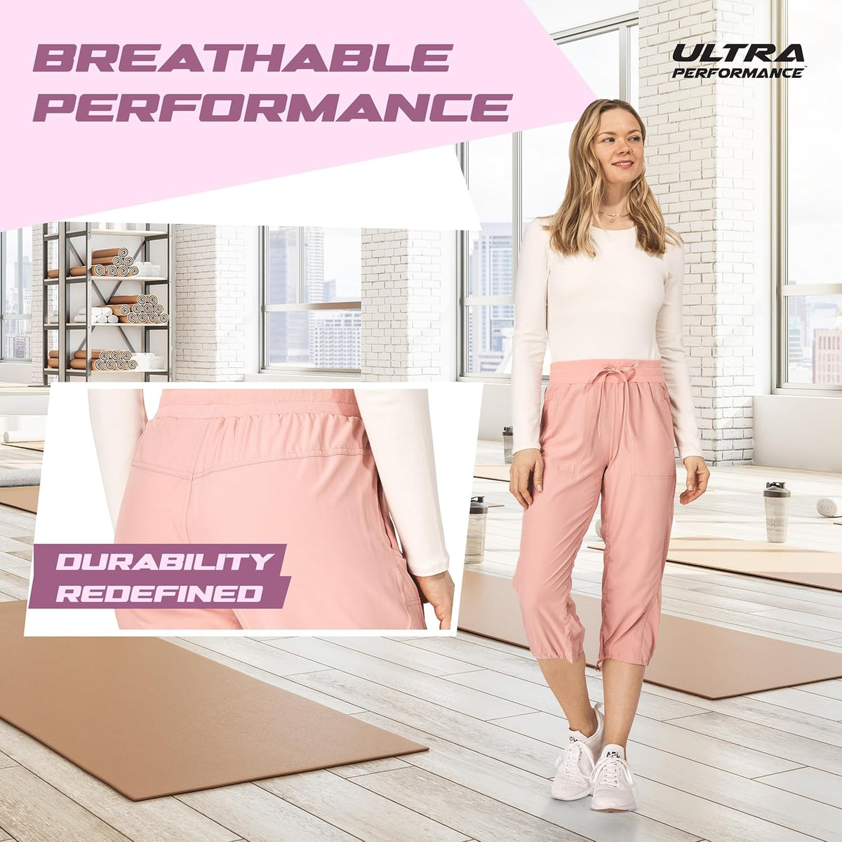 Ultra Performance Capri Pants for Women 2 Pack Womens Capris Hiking Capri Pants Summer Clothes for Women (Avail in Plus Size)