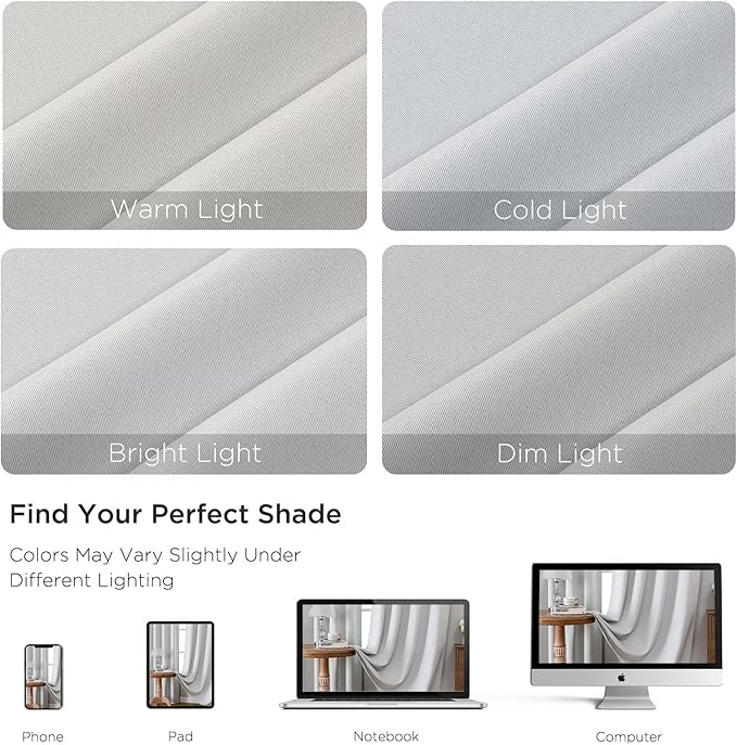 CUCRAF Grayish White Blackout Curtains 72 inch Length 2 Panels Set, Rod Pocket