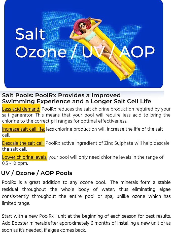 PoolRx Pool Unit #101001 6 Month Algaecide Blue Treats 7.5k-20k gallons, Single