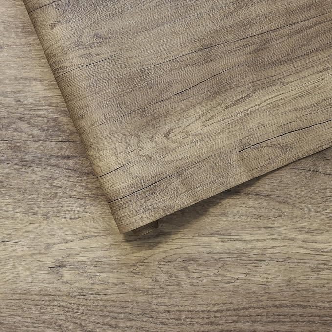 BOMENG Thick Brown Wood Contact Paper Peel and Stick Wallpaper Roll Self