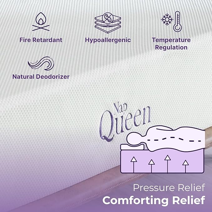 NapQueen Full Mattress, 6 Inch Charcoal Memory Foam Mattress, Full Bed Mattress in a Box, CertiPUR-US Certified, Medium Firm, Breathable Soft Fabric Cover, White
