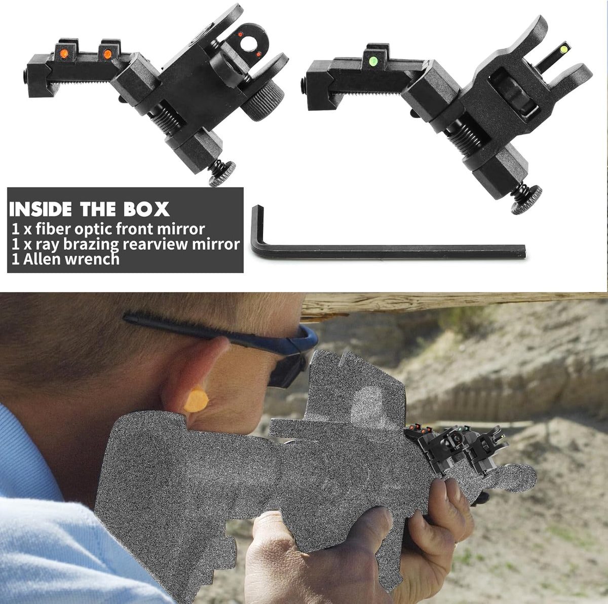 ZBULAR 45-Degree Offset Fiber Optic Sights - Enhanced Accuracy & Quick Target Acquisition