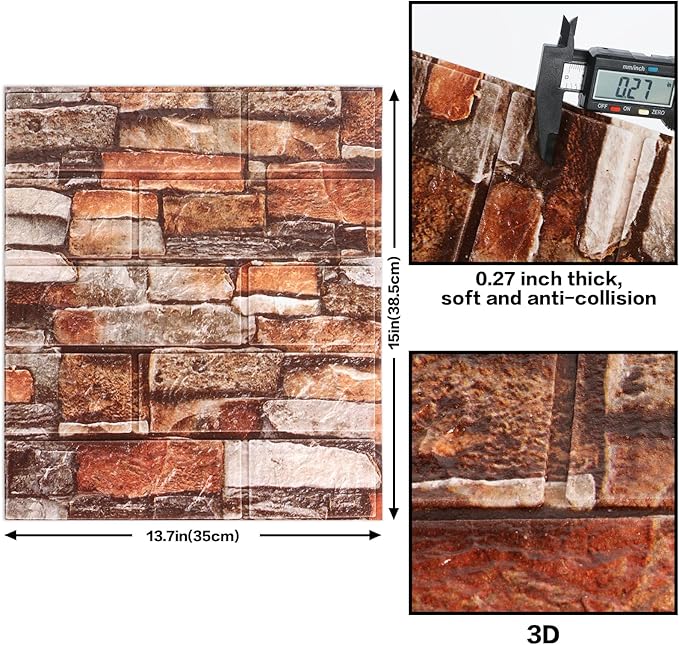 30PCS 3D Wall Panels, Peel and Stick Foam, Self-Adhesive Decorative 3D Brick