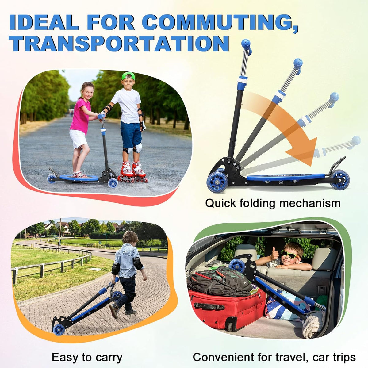 **Skiennix Light-Up 3-Wheel Kick Scooter for Kids | Adjustable Handlebar & Anti-Slip Deck | Up to 150 lbs**