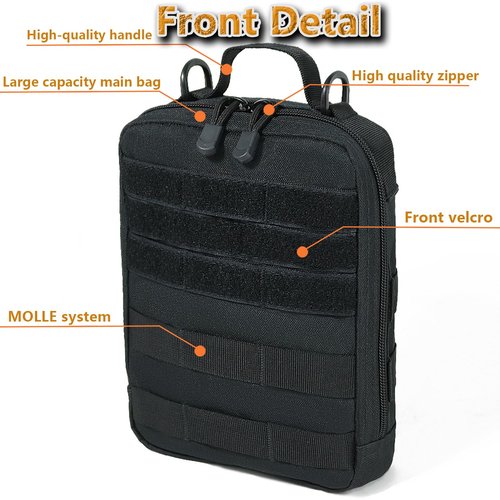 Tactical Molle Pouches Black Tactical Admin Pouch Compact EDC Utility Gadget Gear Pouch Military Carry Accessory (Black)