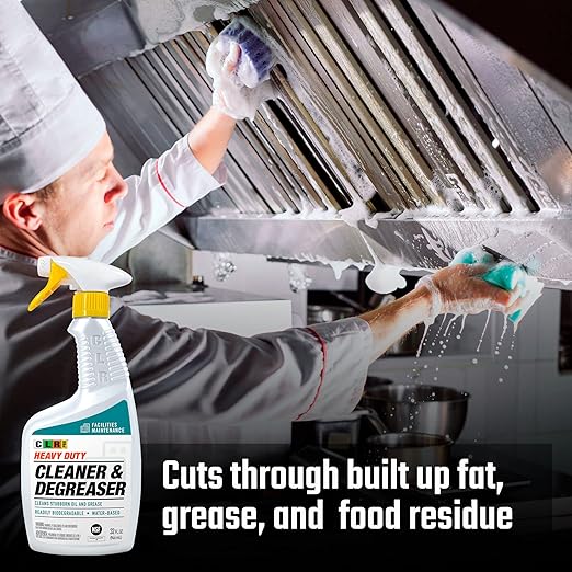 CLR PRO Heavy Duty Multi Surface Industrial Cleaner and Degreaser - Lifts Grease, OIl, Food Residue and Grime with a Foaming Spray, 32 Ounce Bottle (Pack of 2)