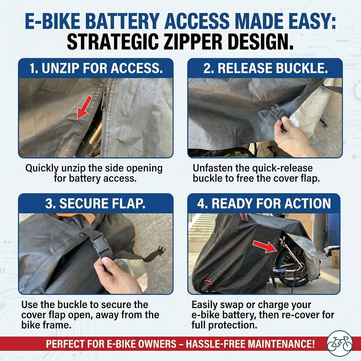 Skiennix Bike Cover - 500D Heavy Duty Waterproof Protection | Fits 1-3 Bikes, Windproof & Reflective Strips