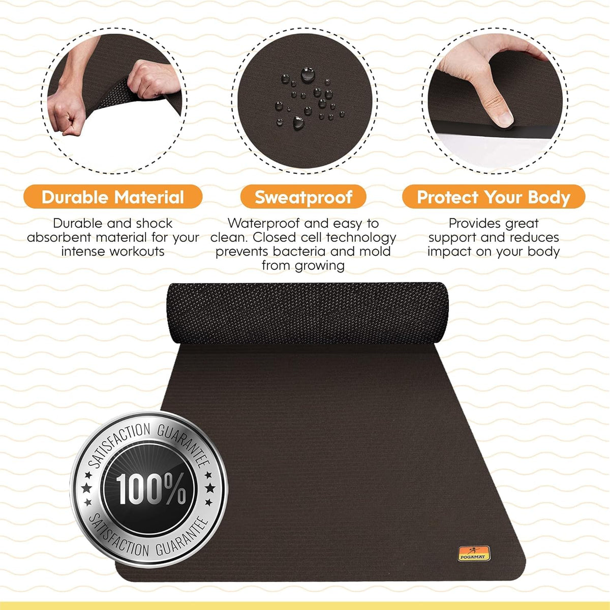 Non-Slip Large Exercise Mat 6’x4’ – 1/4" Thick Workout Mat for Home Gym & Yoga