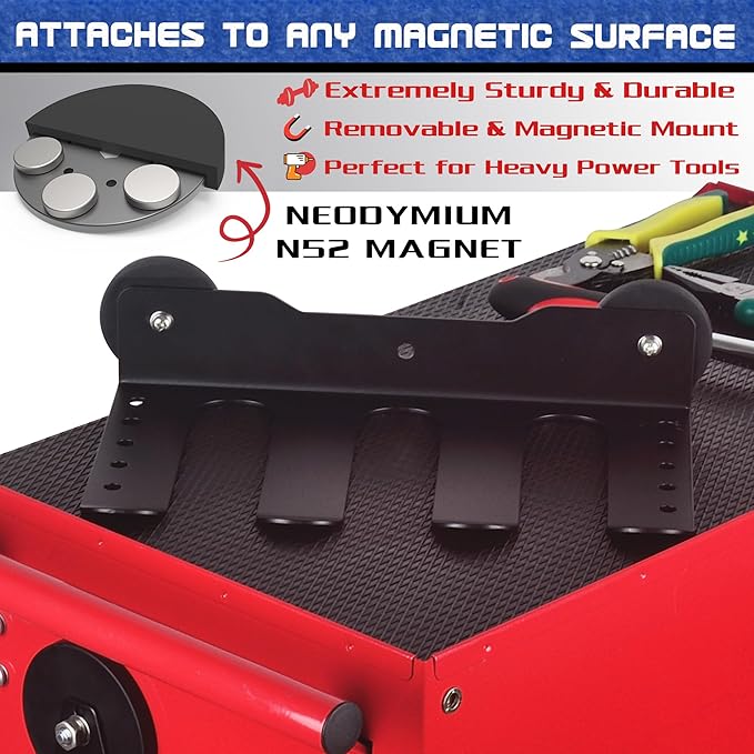 ULIBERMAGNET Power Tool Organizer, 3 Slot Utility Storage Rack Shelf with Screwdriver Holder,Wall Mount Heavy Duty Cordless Drill Holder,Removable Tool Rack Suitable for Garage, Workshop and Warehouse