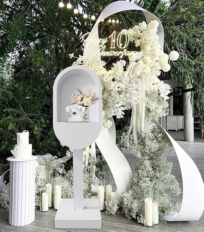 Audio Guest Book Phone Booth Stand, Romantic Audio Guestbook Telephone Booth for Wedding Birthdays Party Graduation Baby Shower Retirement Special Occasions Decoration