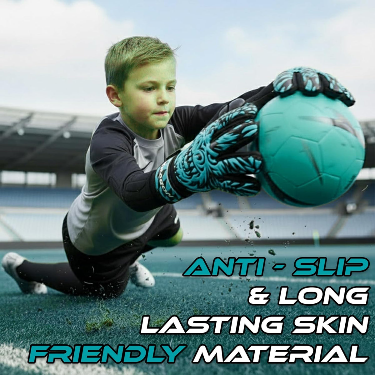 Skiennix Kids Soccer Goalie Gloves - Durable Youth Goalkeeper Gloves with Strong Grip & Comfort