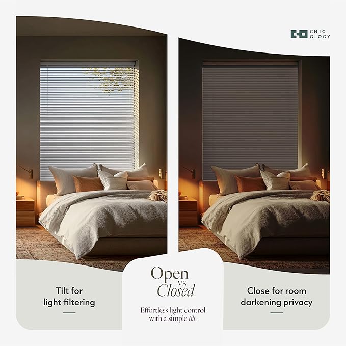 CHICOLOGY Cordless Mini Blinds for Indoor Windows, 53.75" W x 60" H, Light
