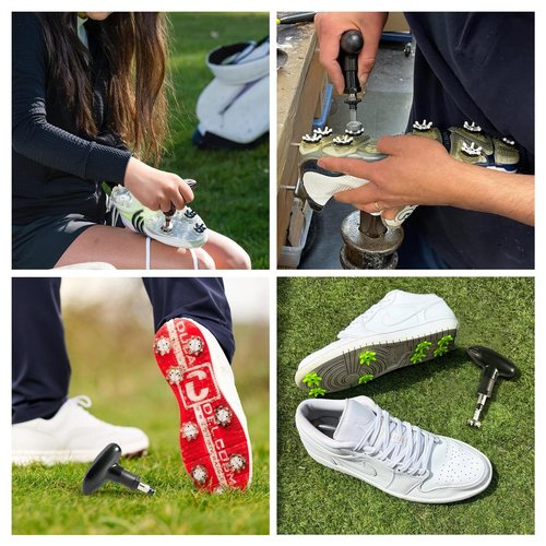 Golf Shoe Spike Removal Tool 2 Pcs Adjustment Cleat Key Stainless Steel Spikes Wrench Replacement Aid (2 Pack Standard Style)