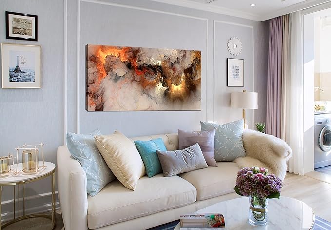 YYYYHPP YP1062 Abstract Clouds Modern Wall Art Decor Orange Abstract Poster Art abstract wall art for living room Bedroom Kitchen Home and Office Wall Decor