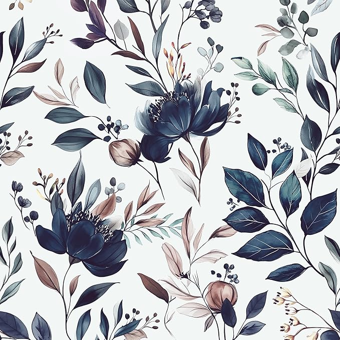Yasinet Navy Blue Peel and Stick Wallpaper Blue Floral Wallpaper Vintage
