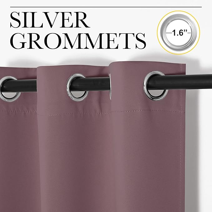 NICETOWN Bedroom Curtain Panels Blackout Draperies, Dry Rose, 1 Pair, 34 by