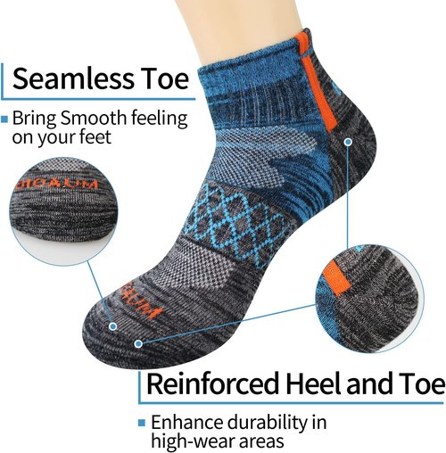 BIOAUM Men's Athletic Socks - Comfortable Cotton Quarter Socks for Running | Size 10-13, 6 Pairs