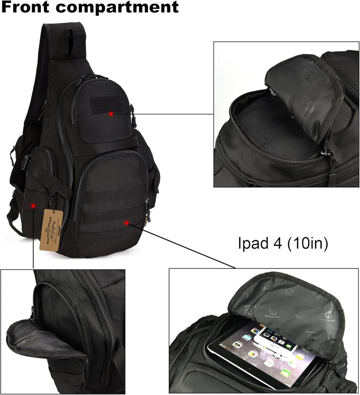 Tactical Sling Pack - Military Molle Crossbody Shoulder Bag with Custom Patch