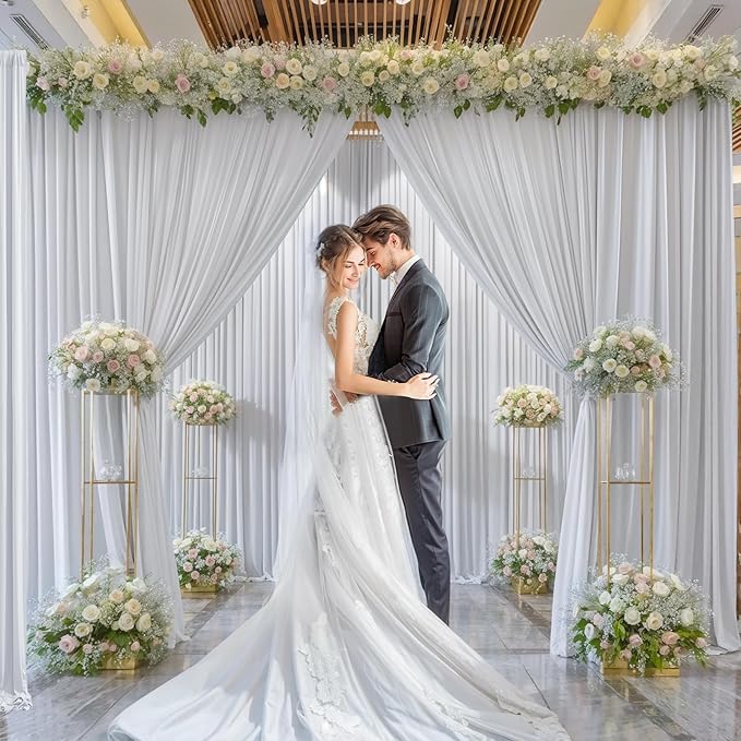 6 Panels Silver Grey Backdrop Curtain for Parties Wedding Wrinkle Free Silver Grey Photo Curtains Backdrop Drapes Fabric Decoration for Birthday Party Baby Shower 30ft(W) x 10ft(H)