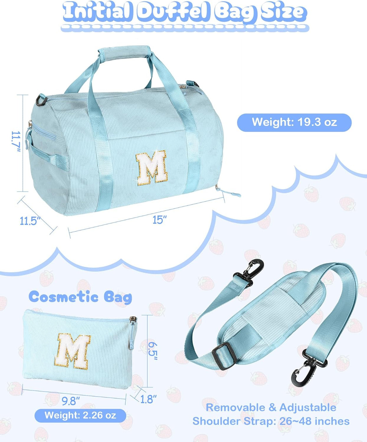 Skiennix Girls Gym Bag - Personalized Dance Duffle with Shoe Compartment & Toiletry Bag | Perfect Birthday Gift for 8-Year-Olds