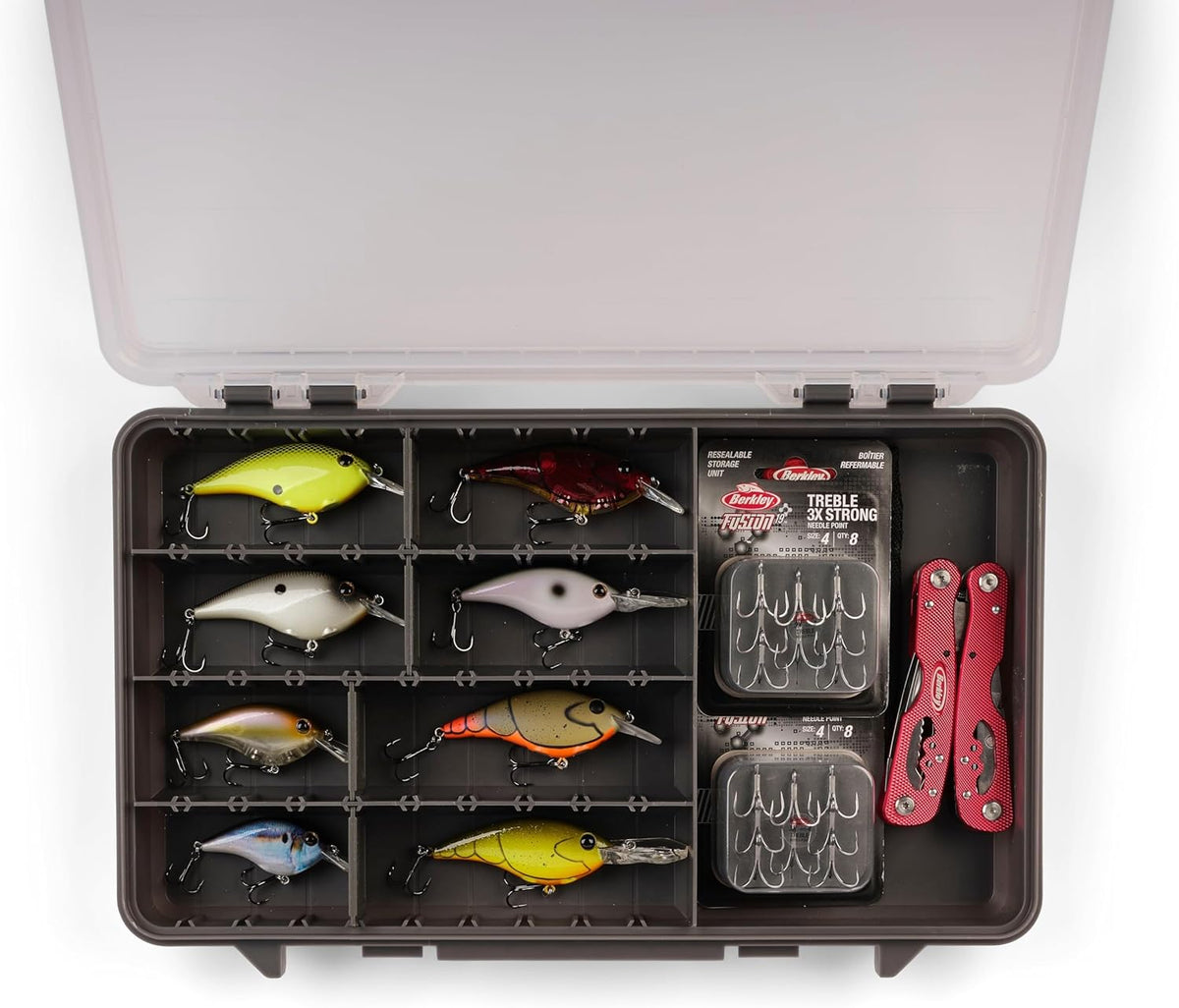 Plano StowAway Tackle Box - 50/50 Split Design with Transparent DuraView Lid | Stackable Storage for Fishing Gear