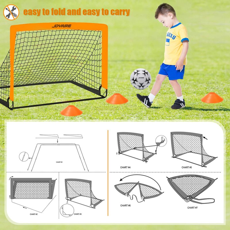 Soccer Goals for Backyard Set, Portable Kids Toddler Soccer Goal 2 of 4' x 3', Pop Up Soccer Net Soccer Training Equipment with Size 4 Soccer Ball, Carry Bag, Youth Games, Sports, Outdoor Play