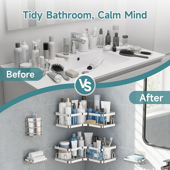 Veken Corner Adhesive Shower Caddy 3-Pack