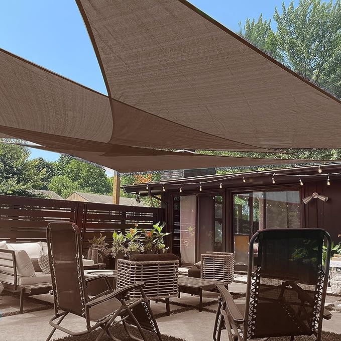 LOVE STORY Custom Size 10'x14'x17.2' Brown Sun Shade Sail Right Triangle Sunhsade Fabric Awning Canopy for Patio Backyard Carport Pergola (Customized)