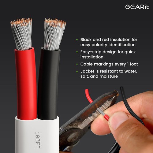 GEARit 12 Gauge Marine Wire - 12/2 AWG Tinned Copper Electrical Cable | 20ft Red & Black Insulated for Boats & RVs