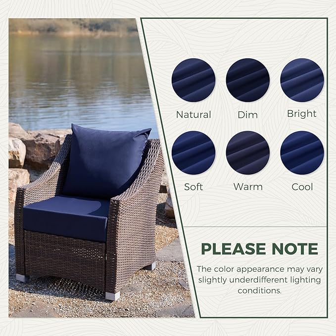 Outdoor Cushions for Patio Furniture, Outdoor Seat Cushion Set 24 x 24 x 4 Inch, Waterproof & Fade Resistant Outdoor Chair Cushions, Deep Seat Patio Cushion with Removable Cover, Navy Blue