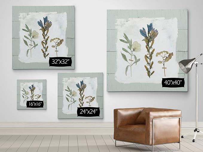 Wexford Home Pressed Flowers on Shiplap Gallery Wrapped Canvas Wall Art, 16x16, 18762-16x16