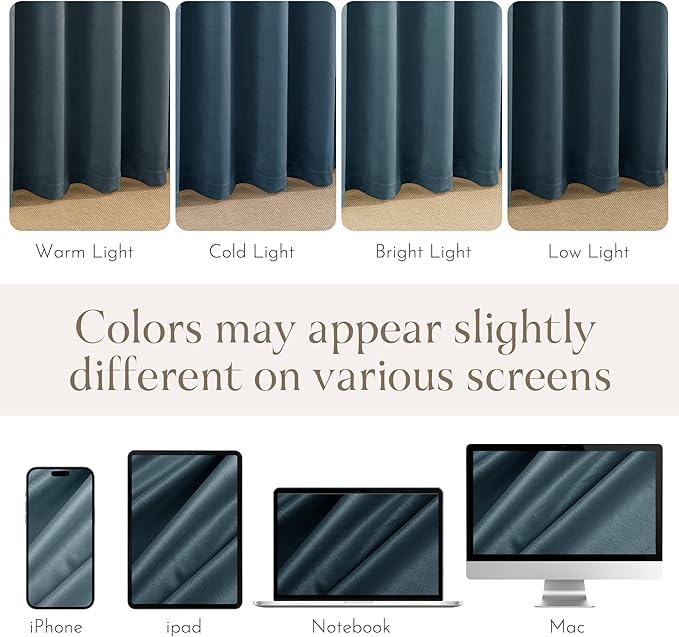 NICETOWN Slate Blue Blackout Velvet Curtains