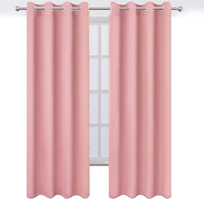 LEMOMO Pink Thermal Blackout Curtains/52 x 108 Inch/Set of 2 Panels Room