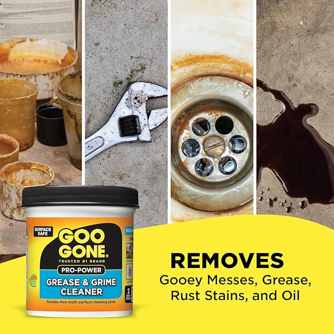 Goo Gone Grease & Grime Cleaner, Multi Purpose Cleaning Paste for Metal, Countertops, Porcelain, Tile, Removes Gooey Mess, Grease, Rust Stains, Residue Free, Microfiber Cloth, Packaging May Vary