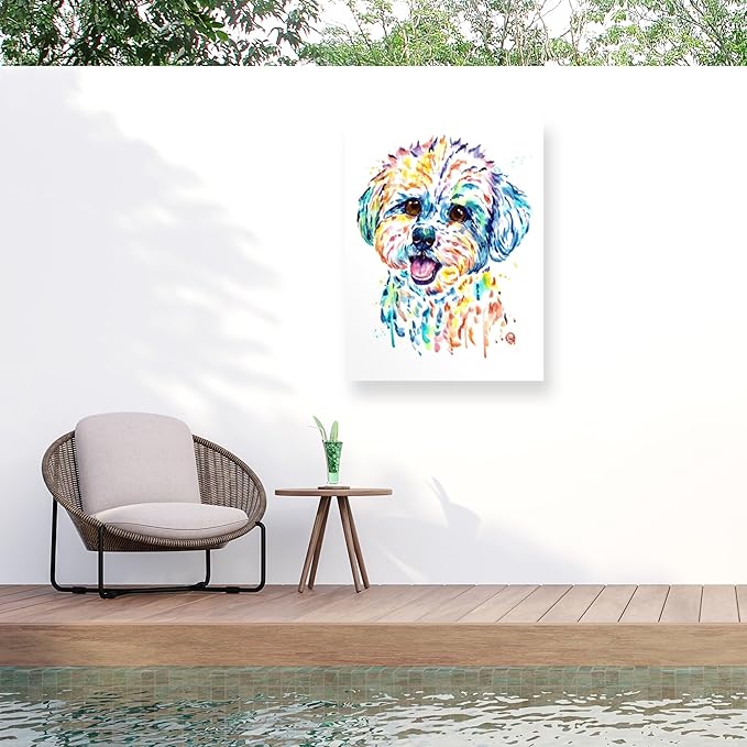 Outdoor Canvas Art - Lisa Whitehouse 'Bichon' Wall Art for Outdoor Spaces, Patios, or Gardens by Trademark Fine Art