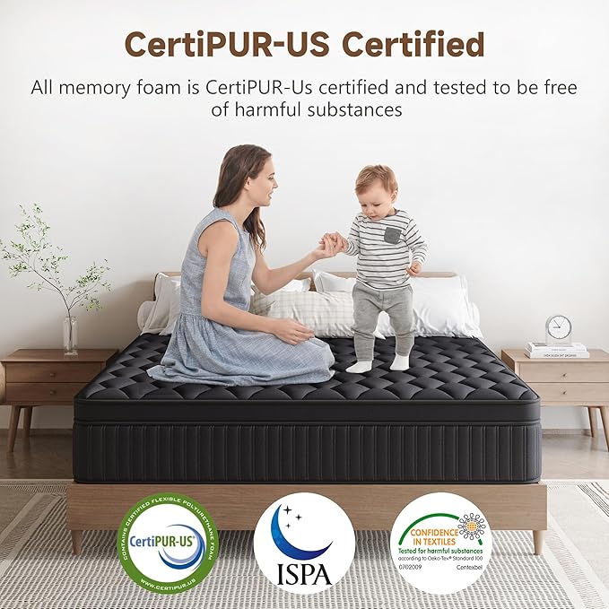 Twin Mattress, 14 Inch Twin Medium Firm Hybrid Mattress in a Box, Individual Pocket Spring for Pressure Relief & Motion Isolation, Reinforced Edge Support, CertiPUR-US Certified