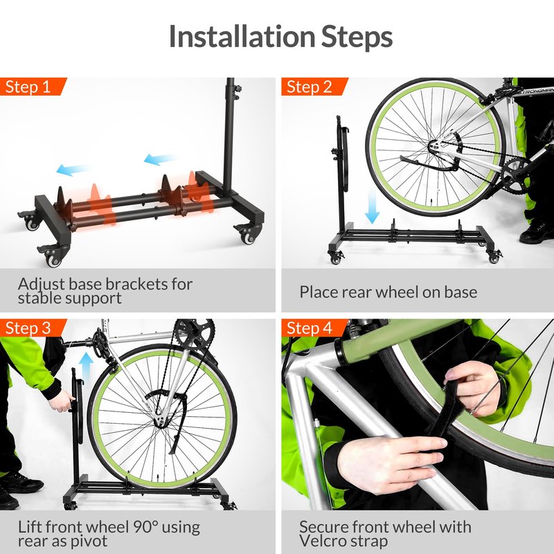 Sttoraboks Vertical Bike Stand, Freestanding Bike Rack Garage Storage Upright Bicycle Floor Stand Indoor Bike Holder with Adjustable Height for Garage & Apartment - for Wheels Sizes up to 29”