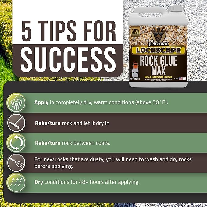 Lockscape Sticky Rock or Sticky Mulch Glue for Landscaping with Sprayer 1 Gallon, Max Rock Glue for Landscape & PetraTools HD101 Bundle, Lockdown Gravel or Mulch for Landscaping Hold (Stone Max)